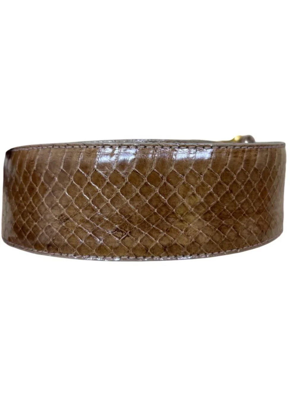 Vintage The Ritz Genuine Snakeskin Belt Women's S/M Brown Gold Buckle Leather